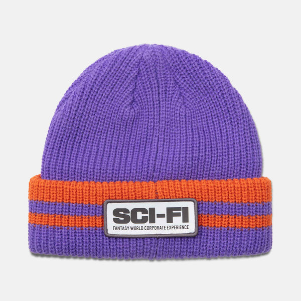 Sci-Fi Fantasy - Reflective Patch Beanie - Purple / Orange