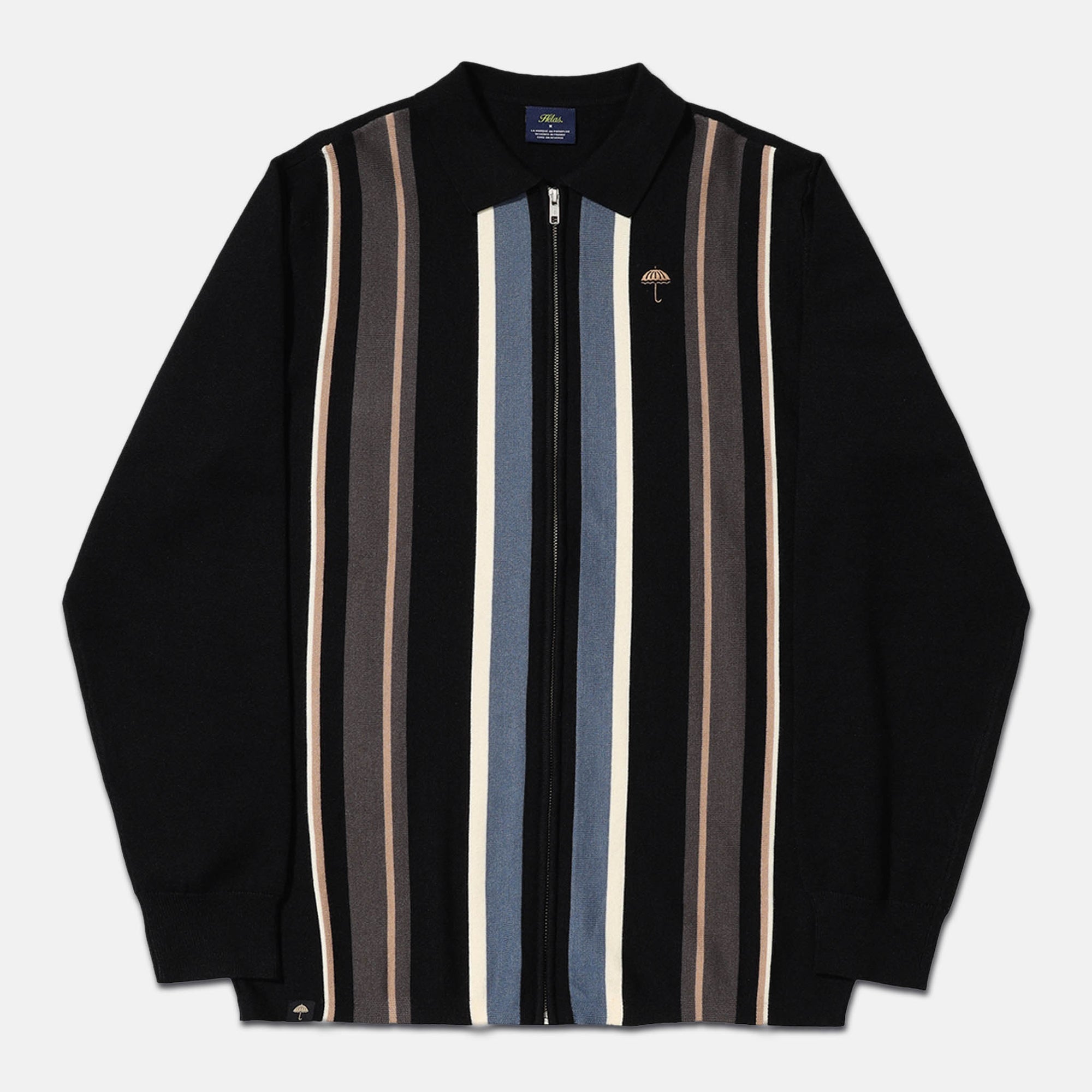 Helas - Bundy Knitted Zip Longsleeve Polo Shirt - Black