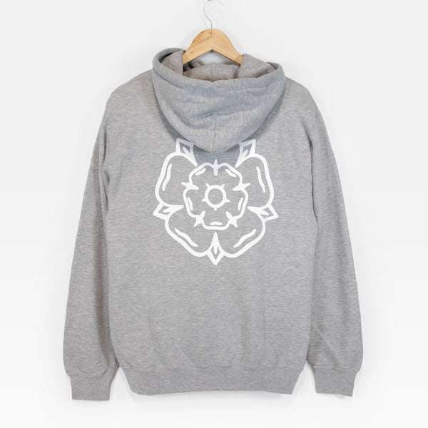 Don't Mess With Yorkshire - Rose Hooded Sweatshirt - Heather Grey / White