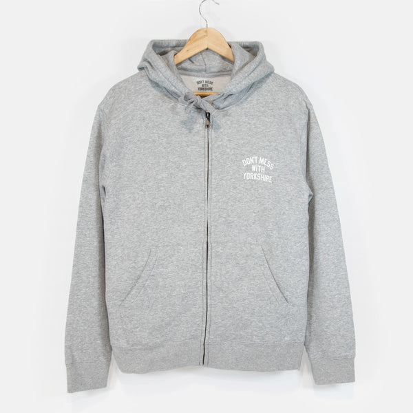 Don't Mess With Yorkshire - Rose Zip Hooded Sweatshirt - Grey