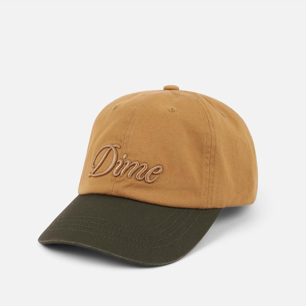 Dime MTL - Cursive Low Pro Cap - Wheat / Green