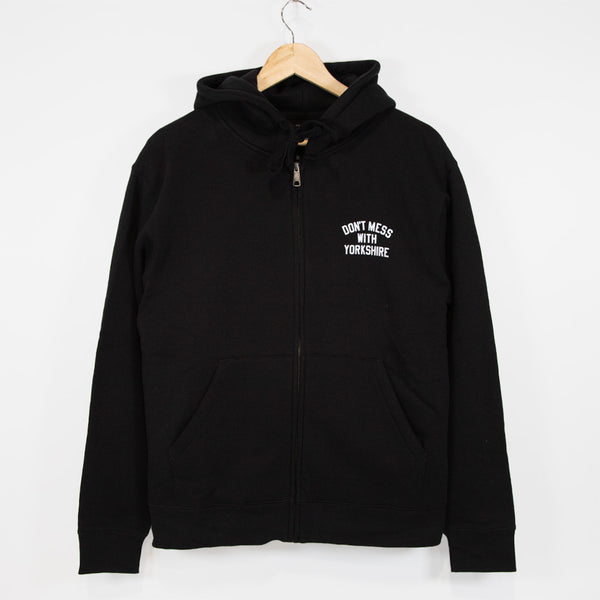 Don't Mess With Yorkshire - Rose Zip Hooded Sweatshirt - Black
