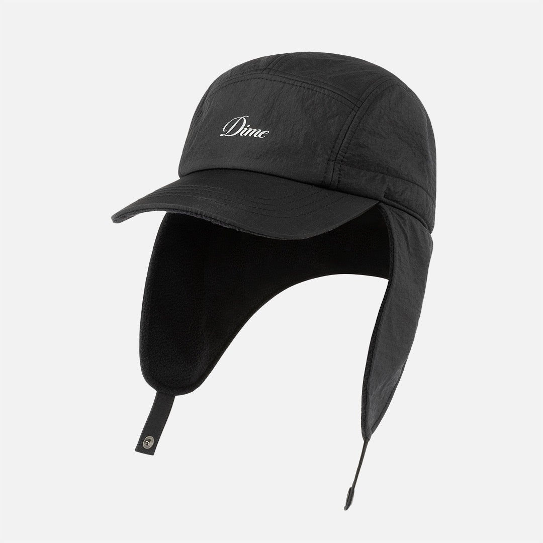 Dime MTL - Cursive Earflap Cap - Black | Welcome Skate Store