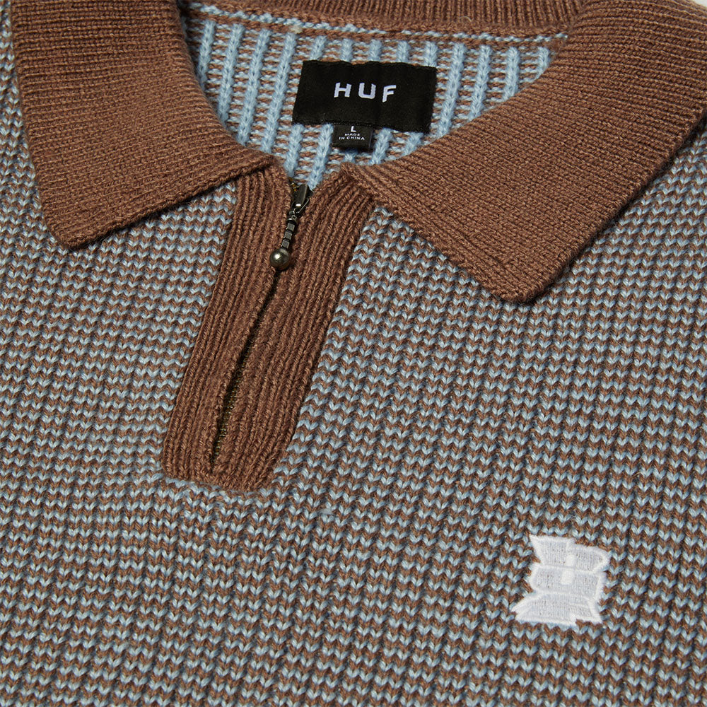 Huf - Megablast Two Tone Waffle Sweater - Washed Blue / Moss