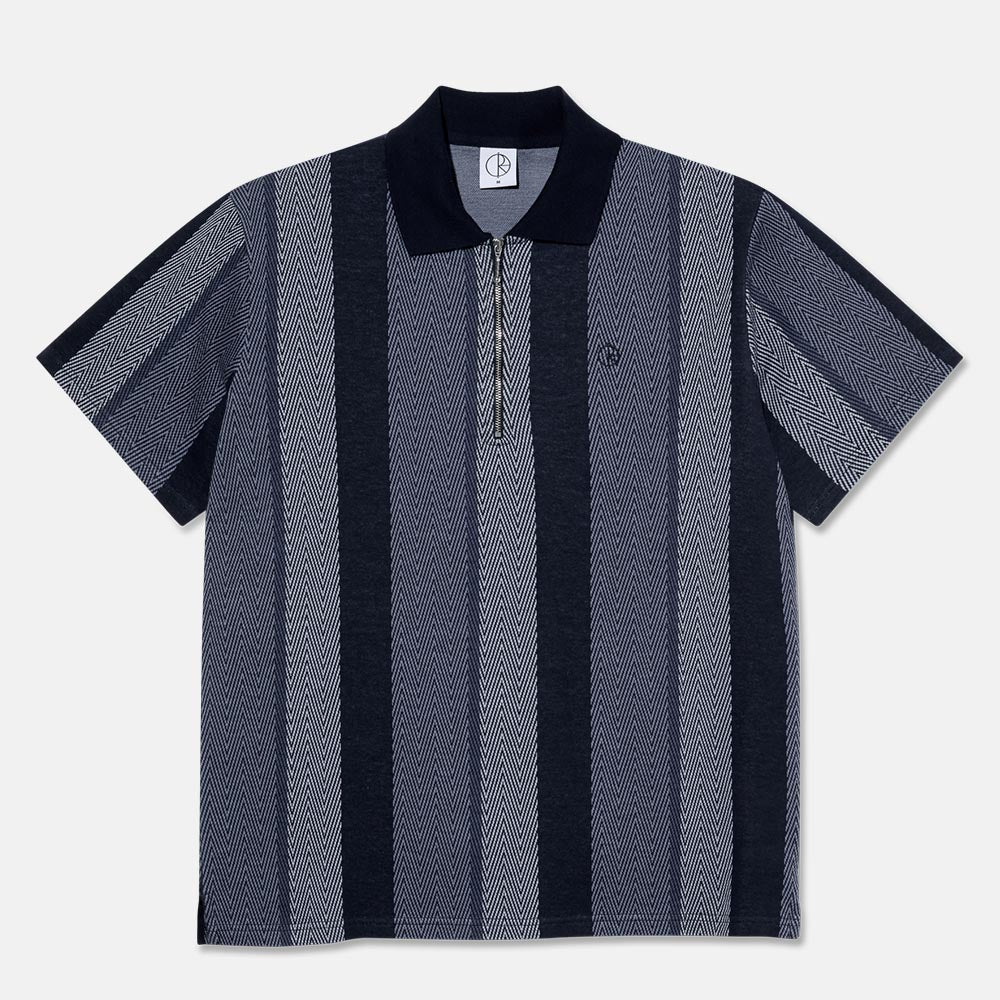 Polar Skate Co. - Jacques Short Sleeve Polo Shirt - Herringbone Blue Small