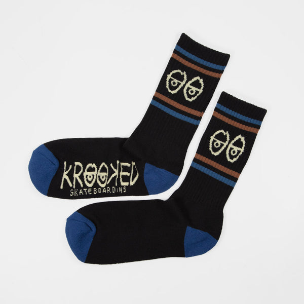 Krooked Skateboards - Eyes Socks - Black / Blue / Brown