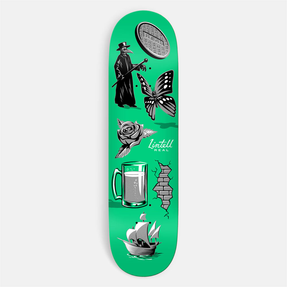 Real Skateboards - 8.28" Harry Lintell Revealing Skateboard Deck - Green