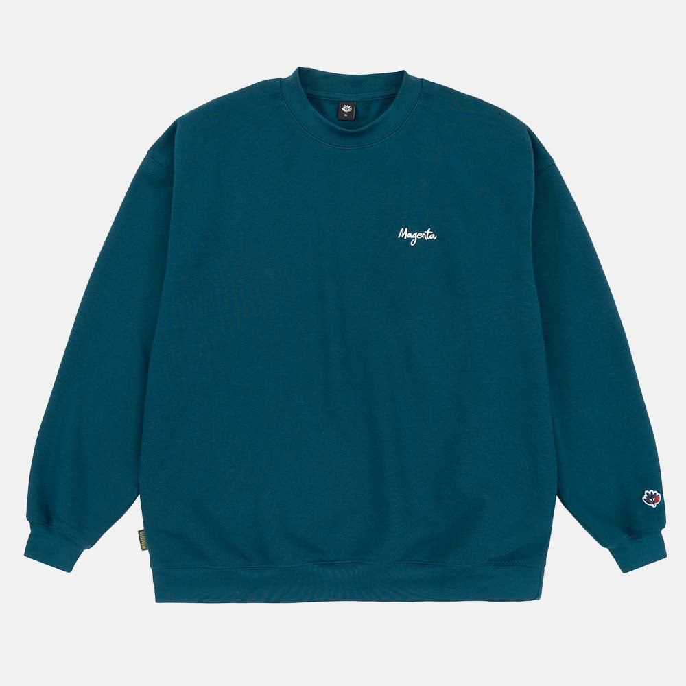 Magenta Skateboards Script Crewneck Sweatshirt Petrol Blue Small