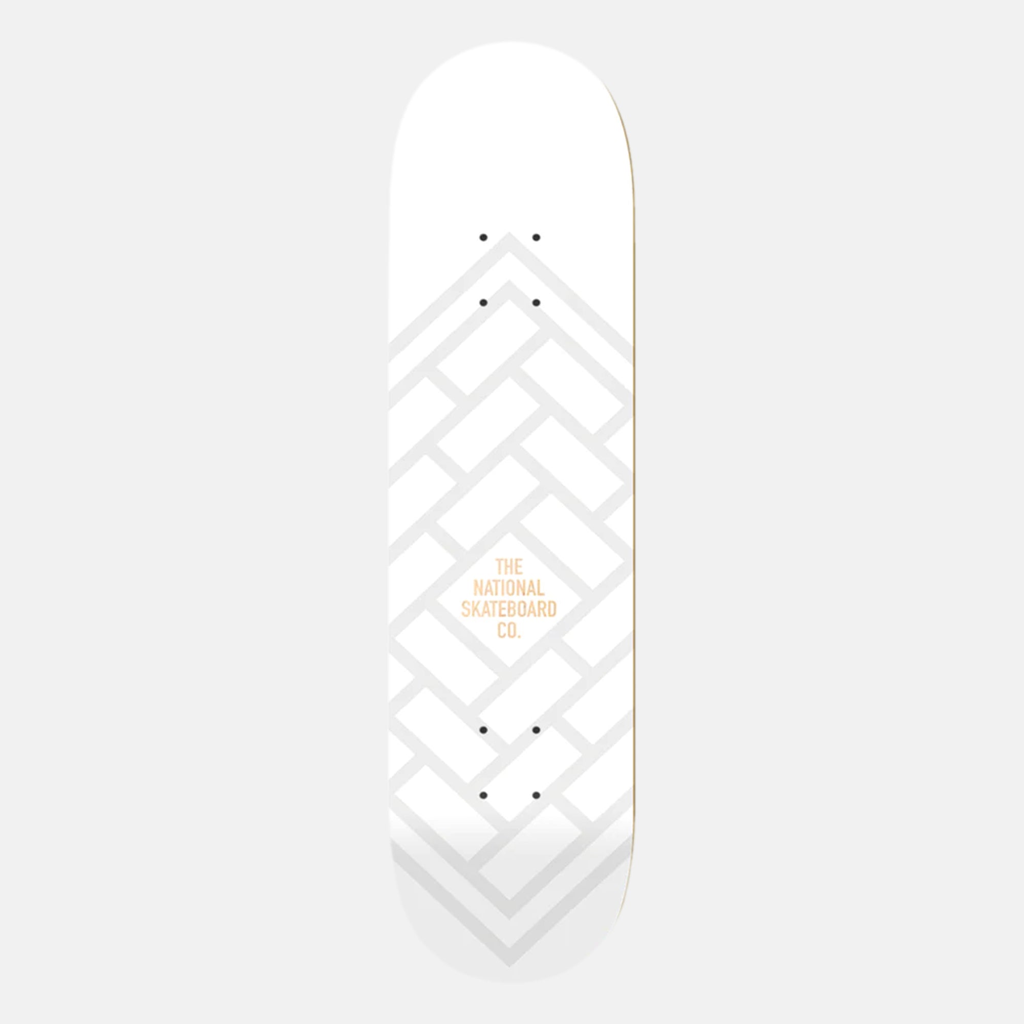 The National Skateboard Co. - 8.375" - Logo Gloss Skateboard Deck - Matte White (Medium Concave)