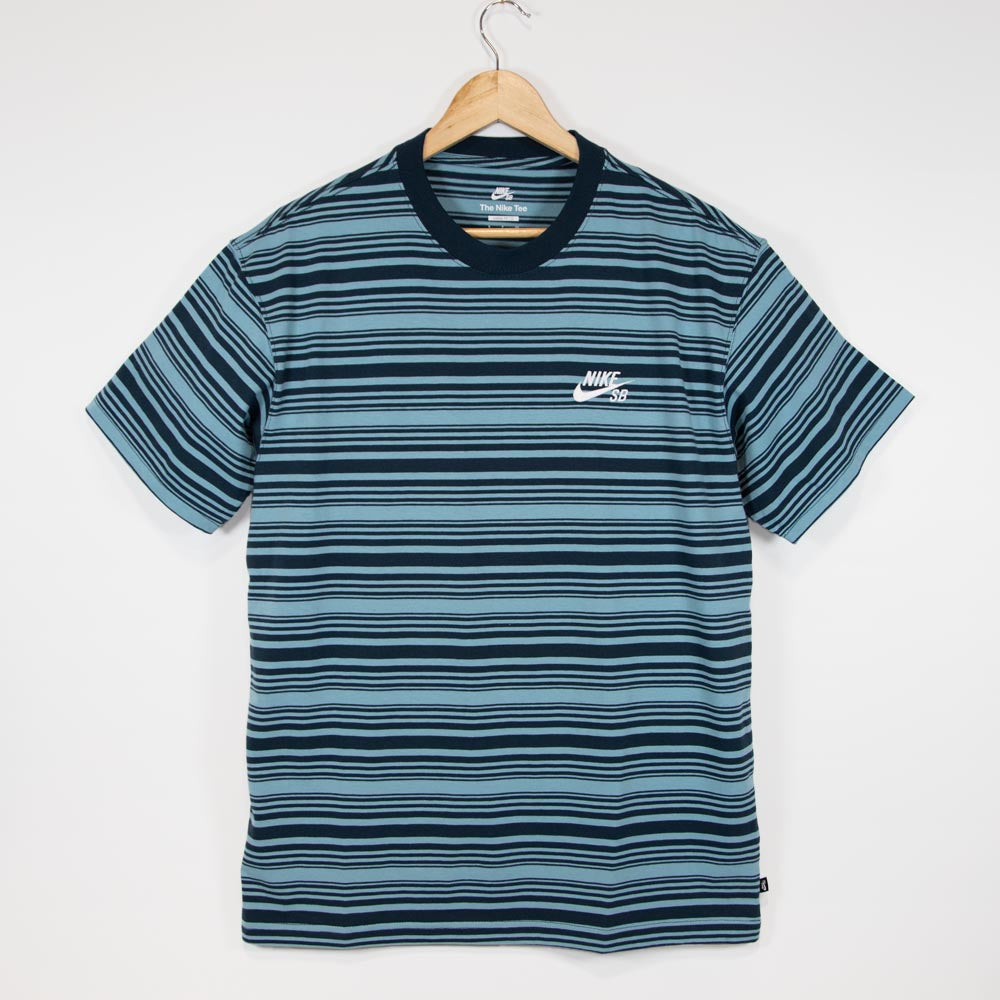 Nike SB Striped T Shirt Denim Turquoise X Small