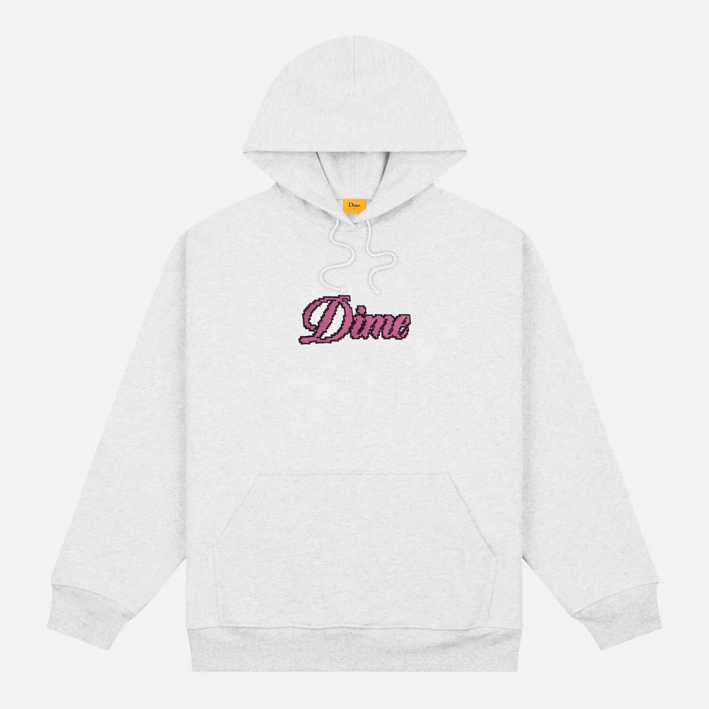 Dime MTL Pixel Cursive Pullover Hooded Sweatshirt Ash Welcome Skate Store