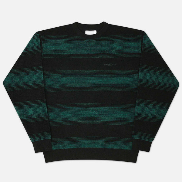 Yardsale - Chenille Ripple Knitted Jumper - Green / Black
