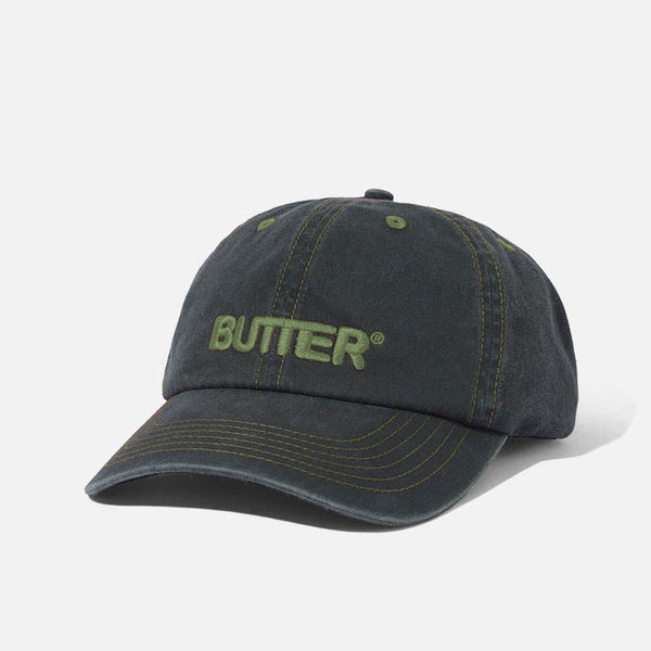 Butter Goods - Rounded Logo 6 Panel Cap - Washed Black