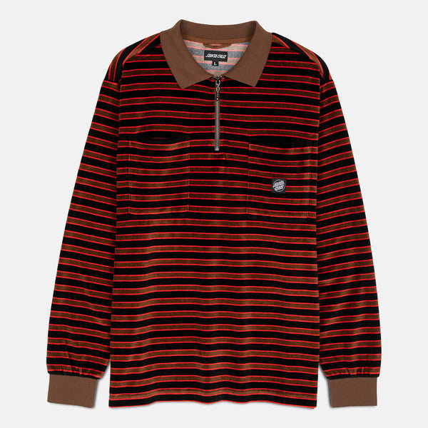 Santa Cruz - Capo II Velour Zip Longsleeve Polo Shirt - Chocolate
