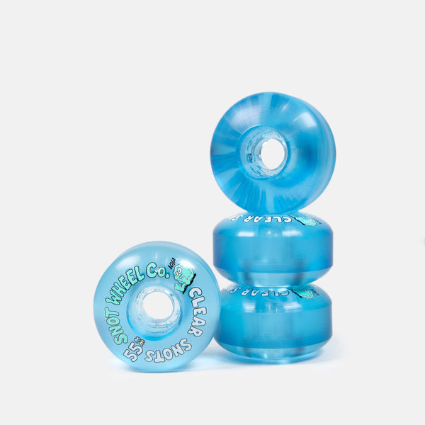 Snot Wheels Co. - 55mm (101a) Clear Snots Skateboard Wheels - Blue