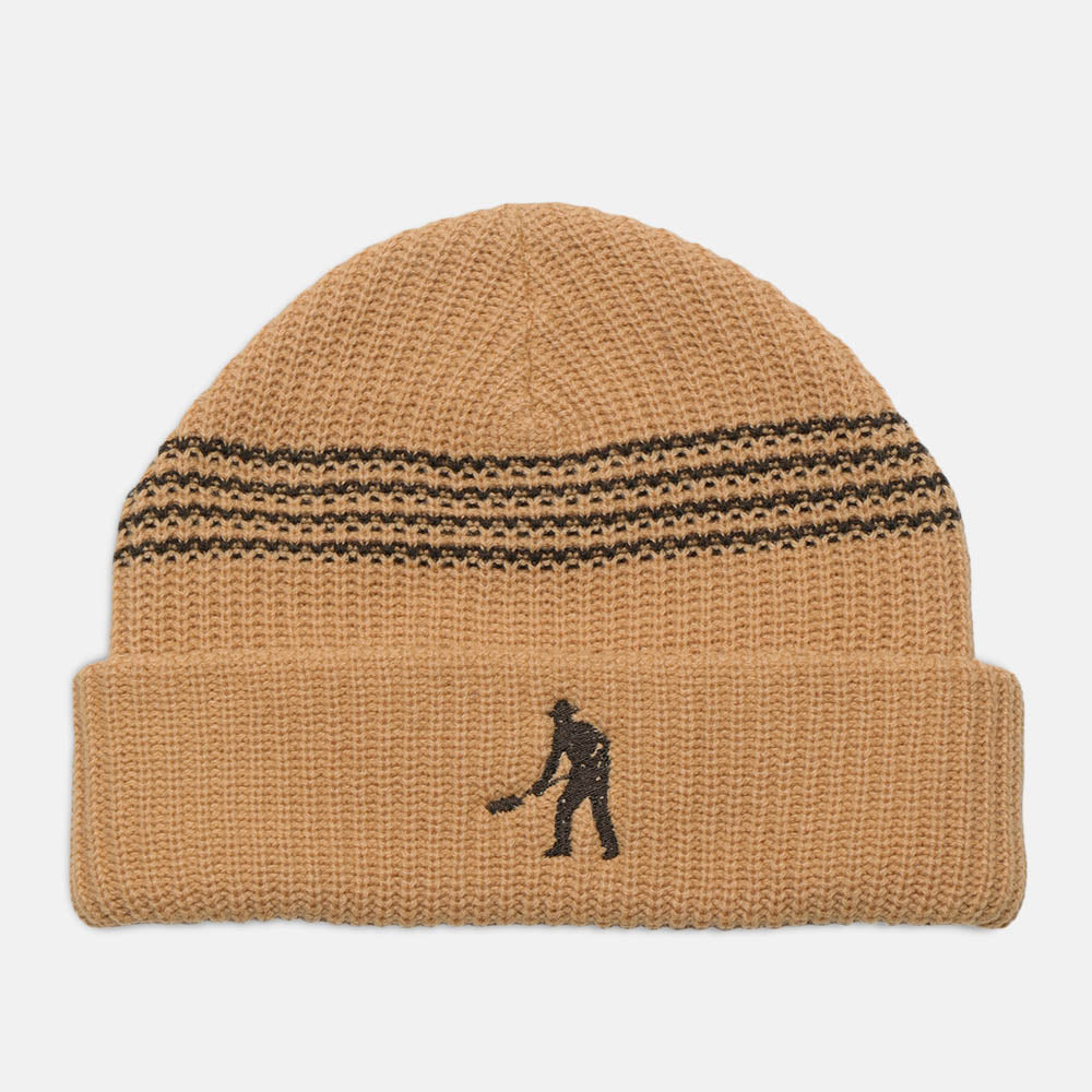 Pass Port Skateboards - Digger Striped Knit Beanie - Sand / Chocolate