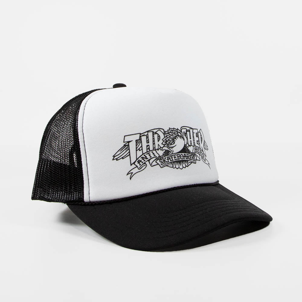 Thrasher Anti Hero Mag Banner Trucker Cap Black Black
