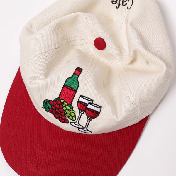 Skateboard Cafe - Vino Embroidered 6-Panel Cap - Cream / Red