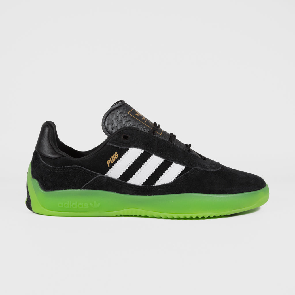 Adidas Skateboarding - Puig Shoes - Core Black / Semi Solar Green Welcome Skate Store Adidas Skateboarding - Puig Shoes - Core Black / Semi Solar Green Welcome Skate Store