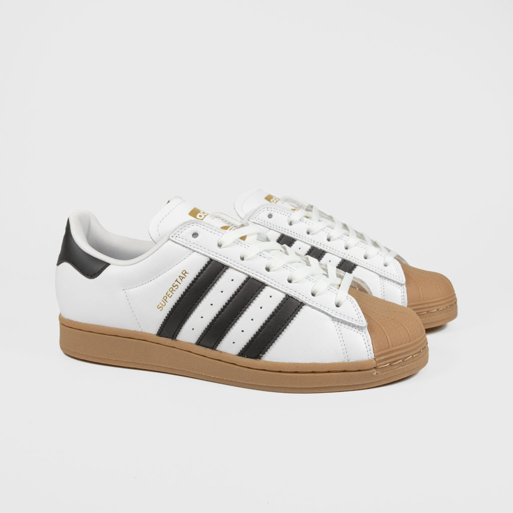 Adidas Skateboarding White Leather And Gum Superstar ADV Shoes