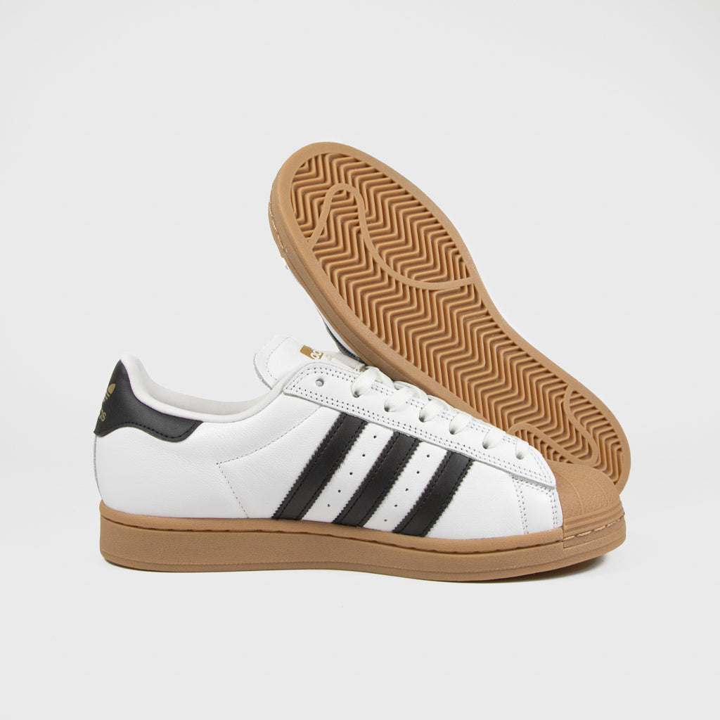 Adidas Skateboarding White Leather And Gum Superstar ADV Shoes