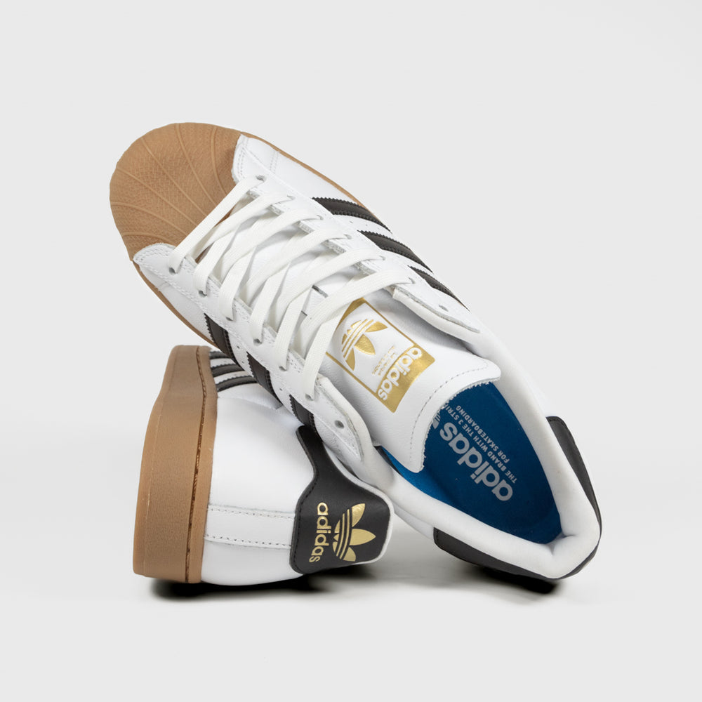 Adidas Skateboarding White Leather And Gum Superstar ADV Shoes