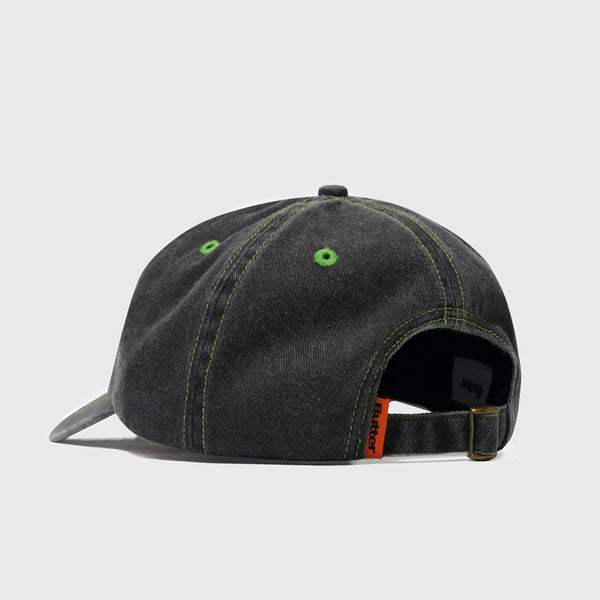 Butter Goods - Rounded Logo 6 Panel Cap - Washed Black / Green
