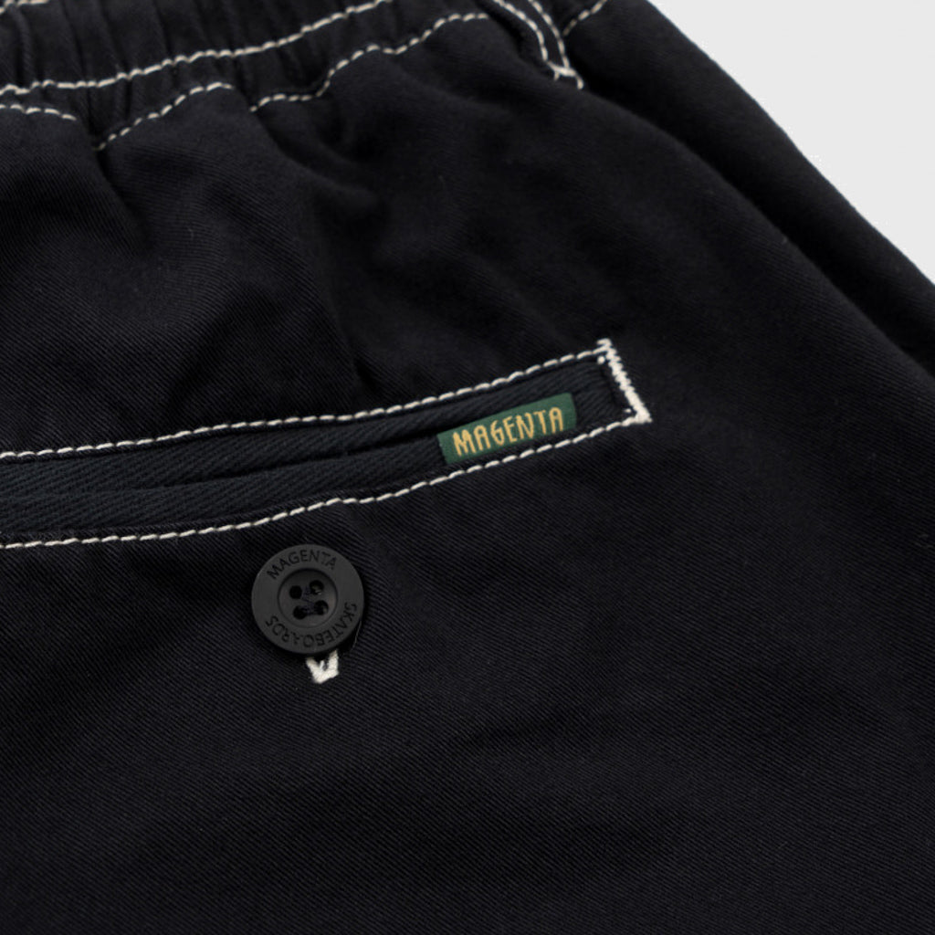 Magenta Skateboards Contrast Stitch Black Loose Pants Back Pocket