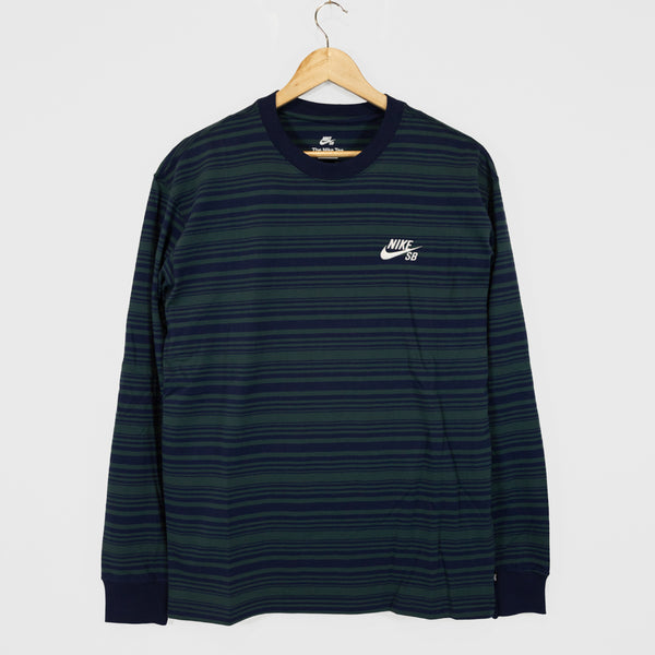 Nike SB - Striped Longsleeve T-Shirt - Midnight Navy / Deep Jungle