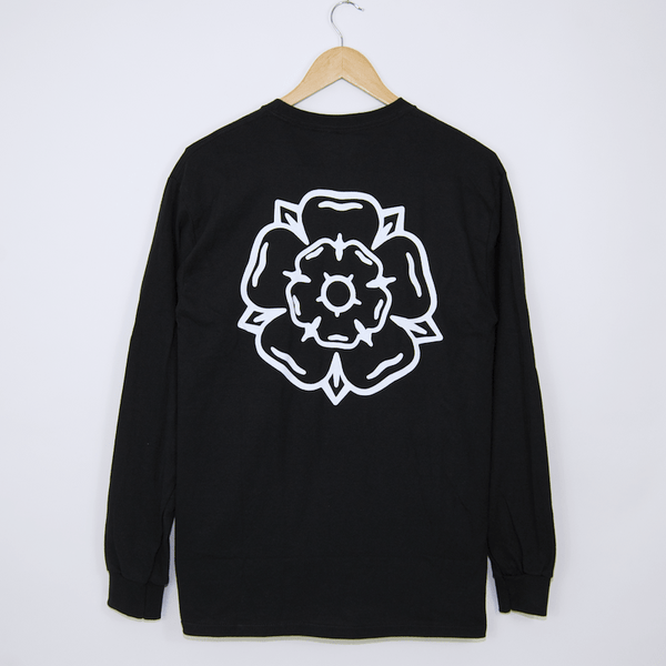Don't Mess With Yorkshire - Rose Longsleeve T-Shirt - Black / White