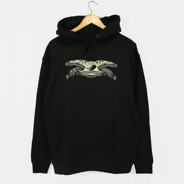 Anti Hero Skateboards - Basic Eagle Pullover Hooded Sweatshirt - Black / Off White