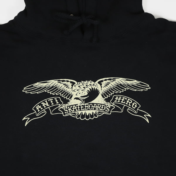 Anti Hero Skateboards - Basic Eagle Pullover Hooded Sweatshirt - Black / Off White