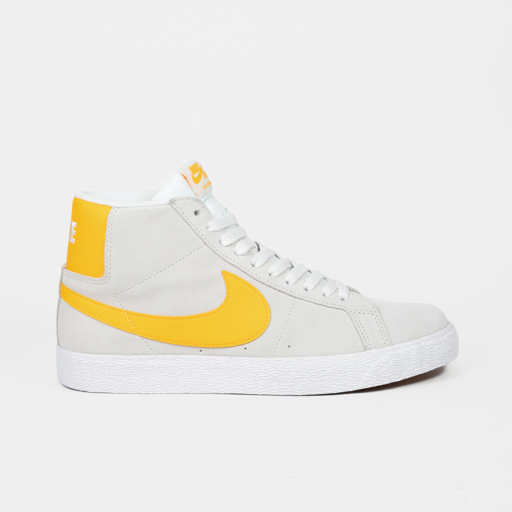 Nike SB White And Laser Yellow Blazer Mid Shoes
