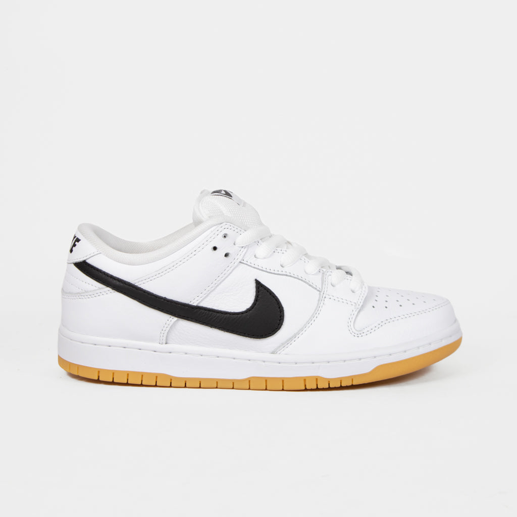 Nike SB White And Black Leather Dunk Low Pro Shoes