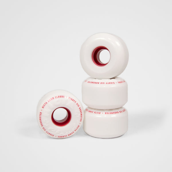 Ricta Wheels - 57mm (86a) Wide Clouds Skateboard Wheels - White / Red