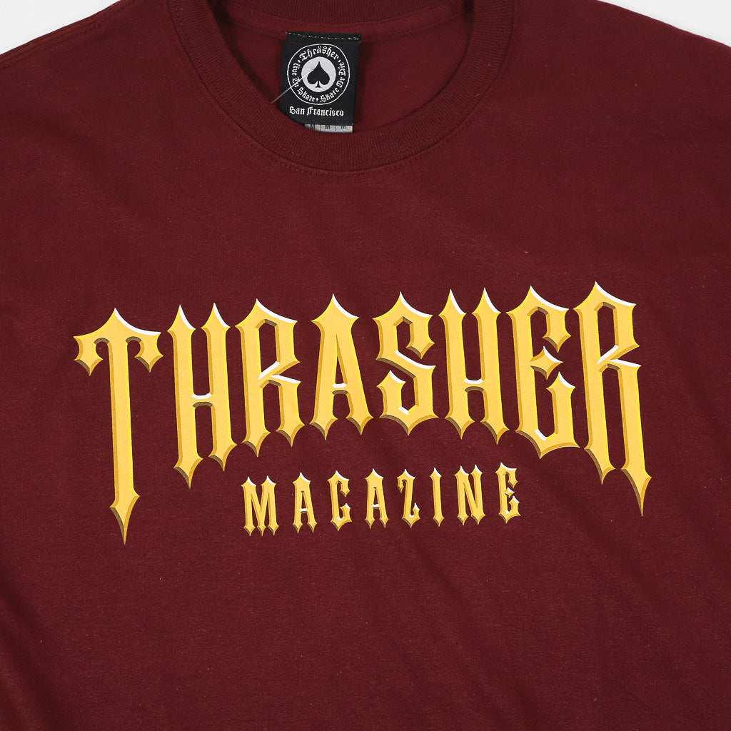 Thrasher Low Low Logo Maroon T-Shirt Front Print