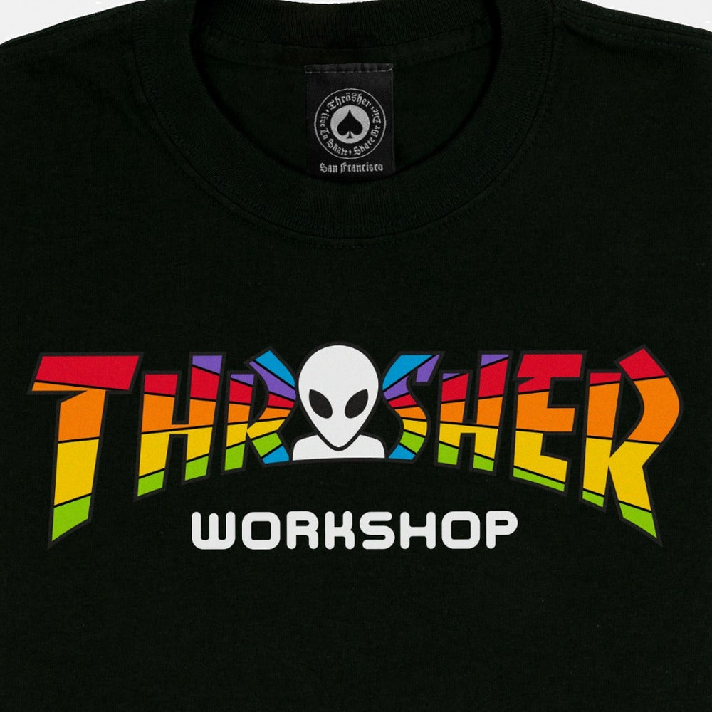 Thrasher Magazine Alien Workshop Spectrum Black T-Shirt Front Print