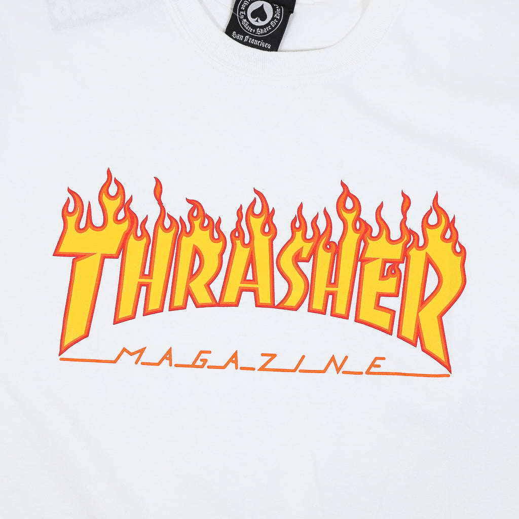 Thrasher Magazine Flame Logo White T-Shirt Front Print
