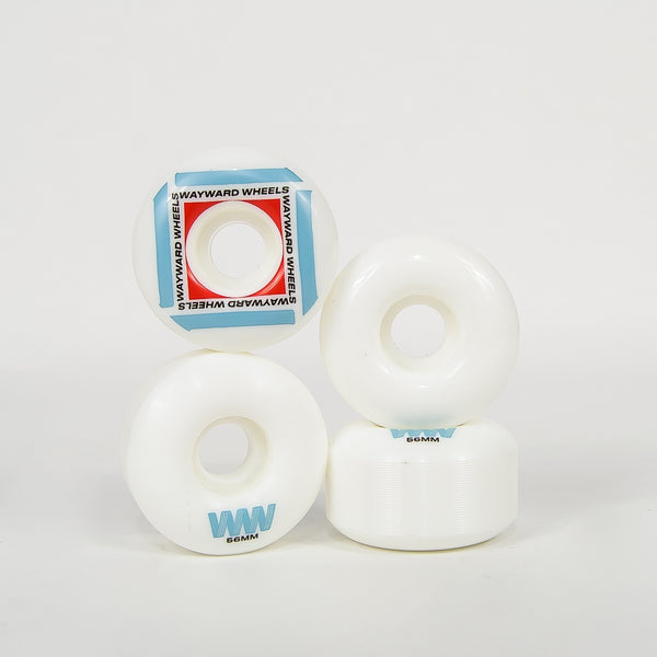 Wayward Wheels - 56mm (101a) H-Cut Waypoint Skateboard Wheels - White / Blue