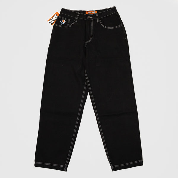 Welcome Skate Store - Bloom Baggy Denim Jeans - Black / White Stitch