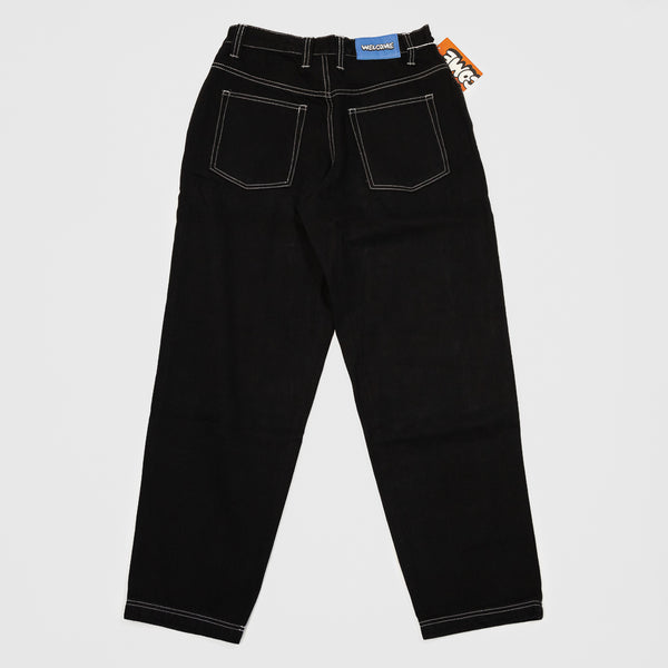 Welcome Skate Store - Bloom Baggy Denim Jeans - Black / White Stitch