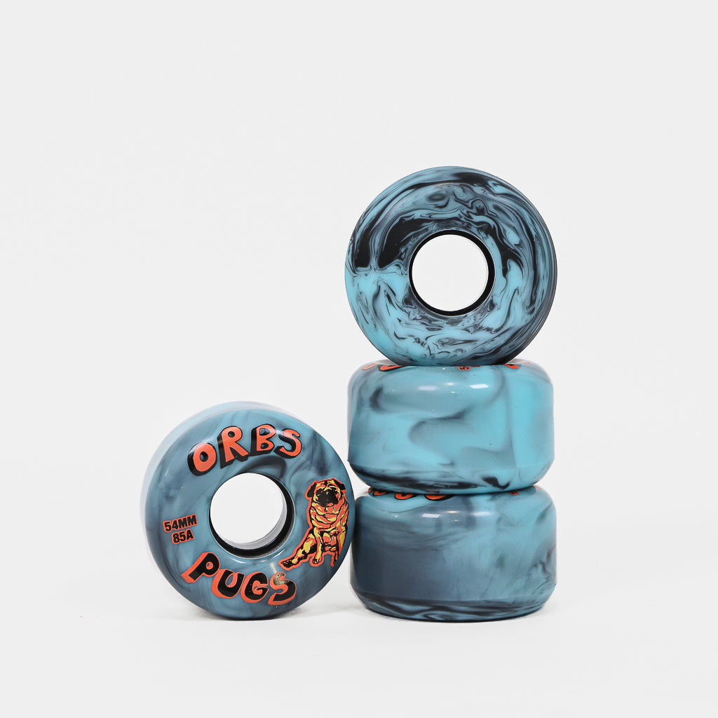 Orbs wheels 54mm 85A/スケートボード ウィール Orbs Pugs Cruiser Skateboard Wheels - black/blue swirl (85a