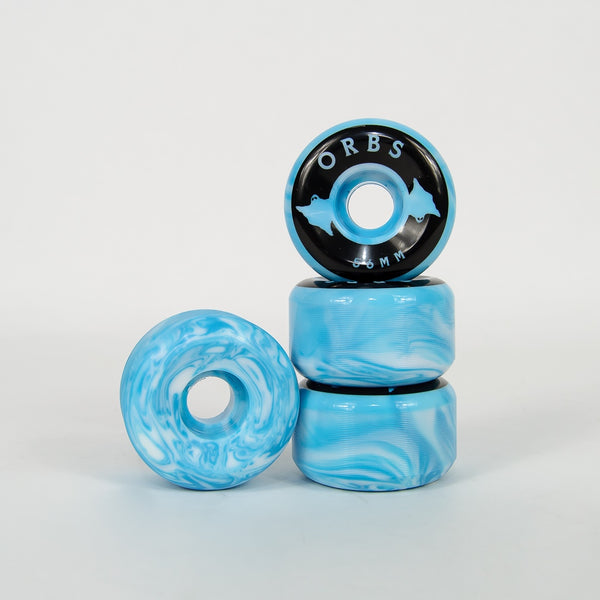 Welcome Skateboards - 56mm (99a) Orbs Specter Swirls Wheels - Blue / White
