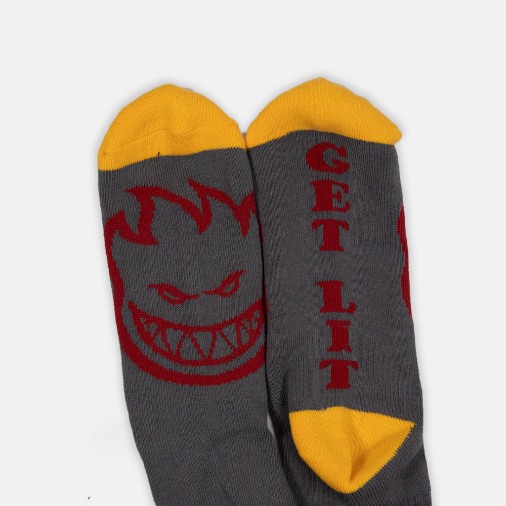 Spitfire - Classic '87 Bighead Socks - Charcoal / Gold / Dark Red