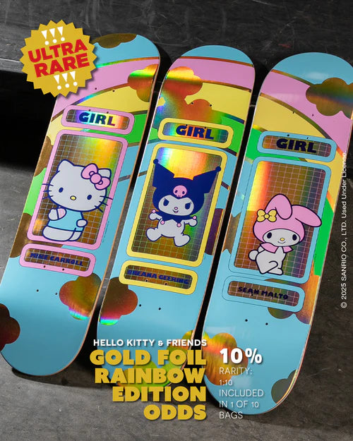 Girl Skateboards - 8.5" Mike Carroll Hello Kitty Rainbow Skateboard Deck