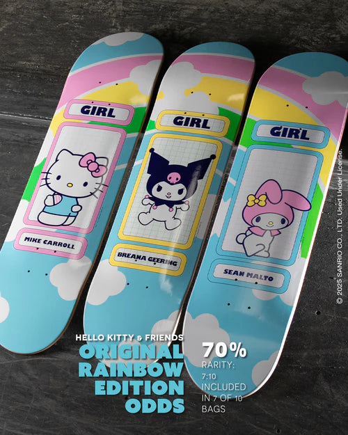 Girl Skateboards - 8.25" Sean Malto Hello Kitty Rainbow Skateboard Deck