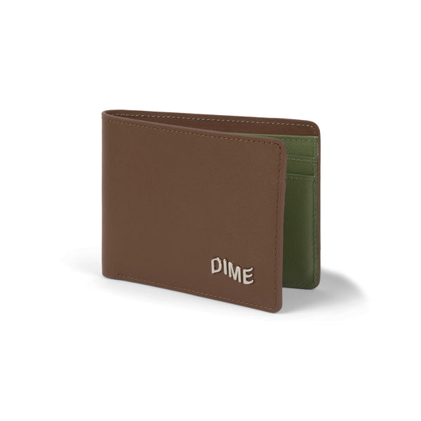 Dime MTL - Leather Bi-Fold Wallet - Brown / Olive