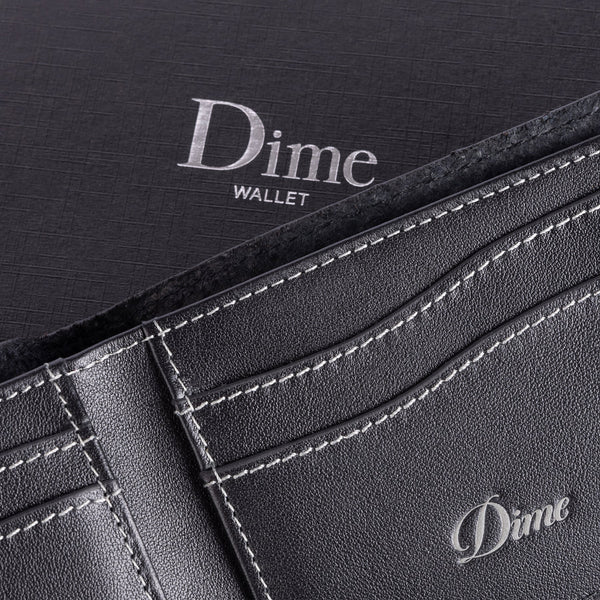 Dime MTL - Cursive Bi-Fold Wallet -Black Leather