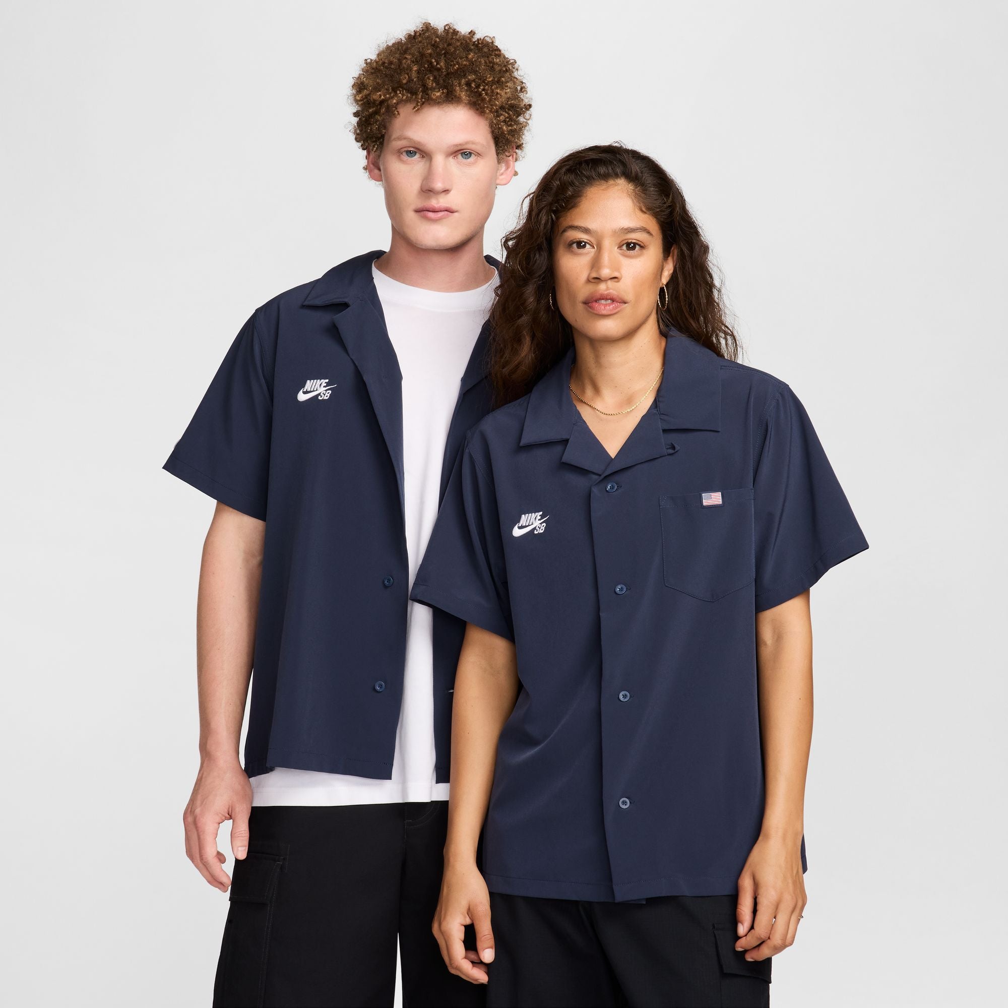 Nike SB - USA Bowler Button Up Short Sleeve Shirt - Obsidian / White