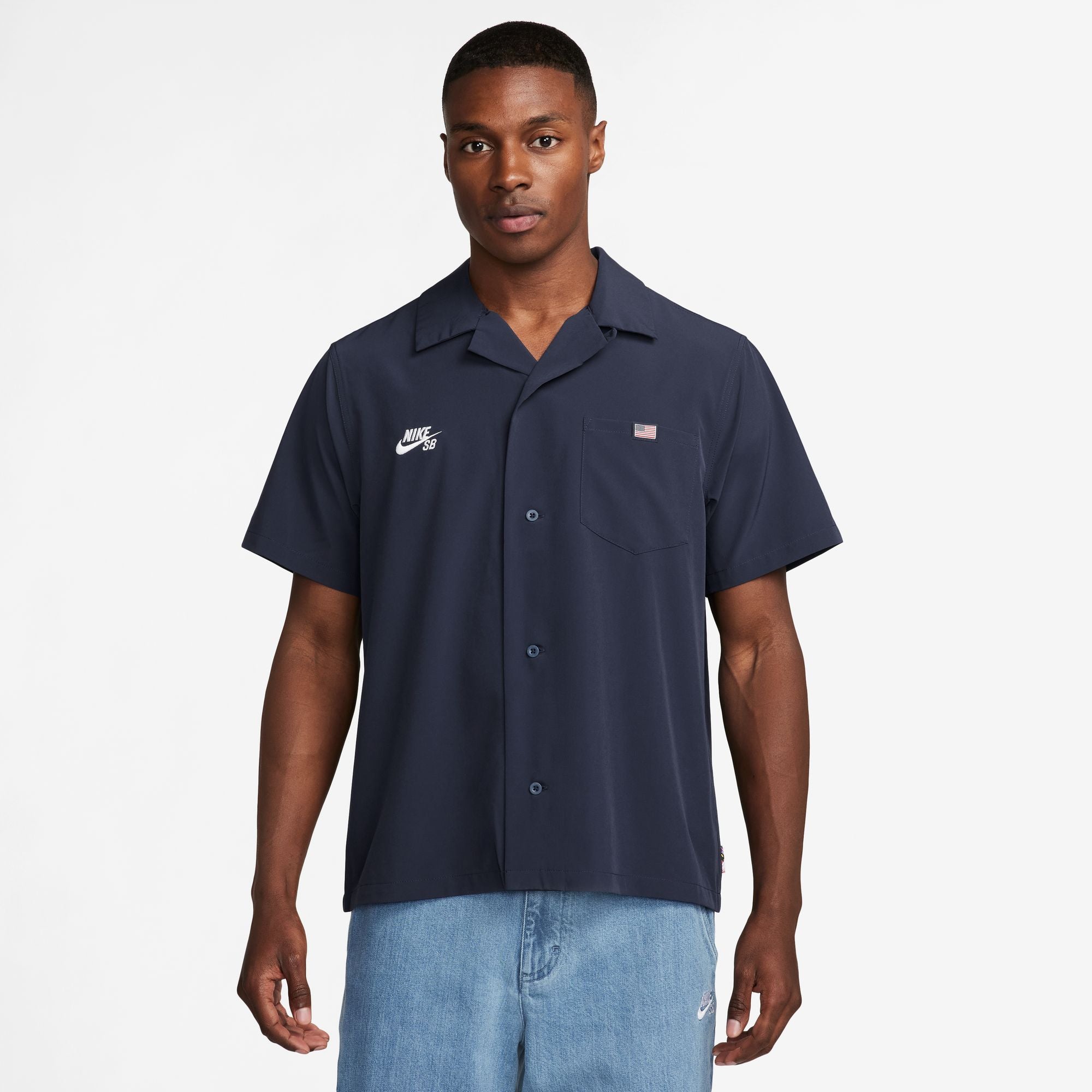 Nike SB - USA Bowler Button Up Short Sleeve Shirt - Obsidian / White